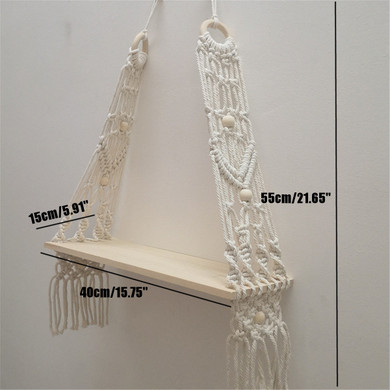 Bohemian Macrame Hanging Wall Shelf by SIA