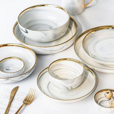 Glod Marble Ceramic Dinner Plate