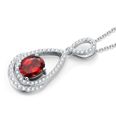 Ruby Silver Pendant Necklace