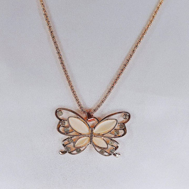 Gold Opal Butterfly Pendant