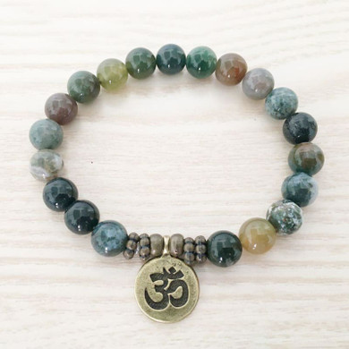 India Agate Mala Bead Bracelet