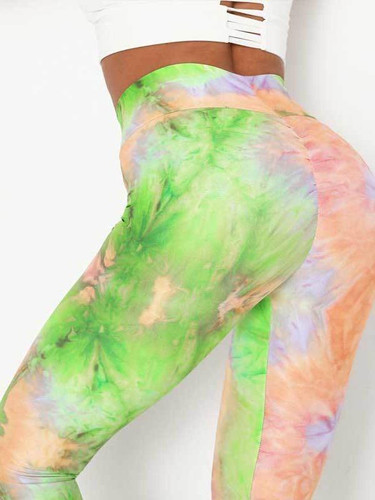 Tie Dye Cross Waist Workout Leggings