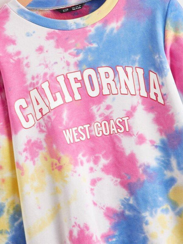 Letter Graphic Tie Dye Pullover