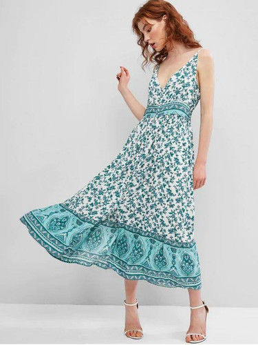Tiny Floral Button Loop Cami Dress