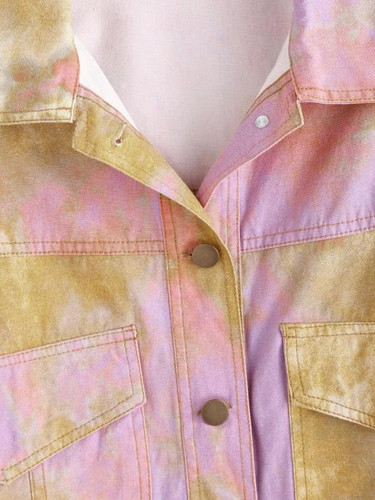 Tie Dye Button Up Cargo Jacket