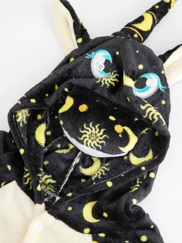 Plush Sun Moon Pattern Unicorn Costume Pajama Onesie