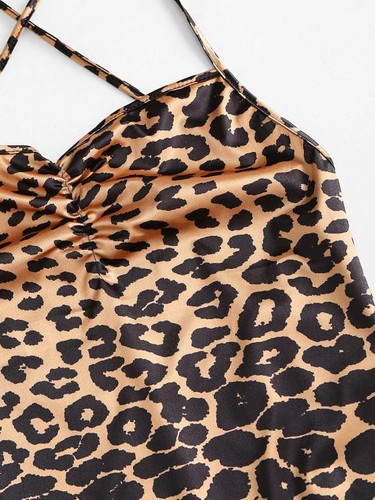 Leopard Criss Cross Backless Bodycon Dress Leopard Criss Cross Backless Bodycon Dress