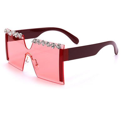 Oversized Square Rimless Rhinestone Sunglasses Women Brand Designer