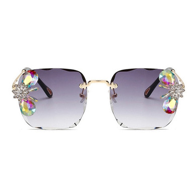 Diamond Sunglasses Women 2020 Vintage Square Rimless Glasses Rhinestone
