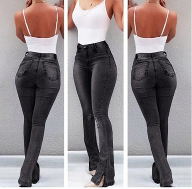 Women ripped Flared Jeans High Waist Elegant vintage Bell Bottom