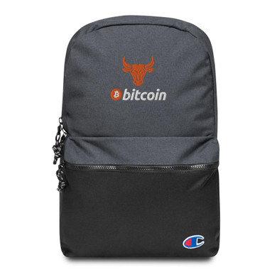 Bitcoin Bull Embroidered Champion Backpack