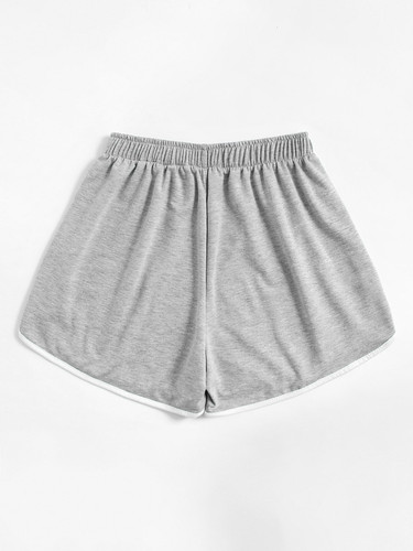 Contrast Binding Elastic Waist Track Shorts