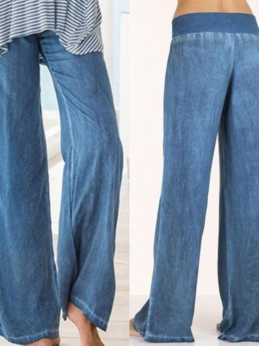Women's Wide-Leg Pants With Elastic Waist