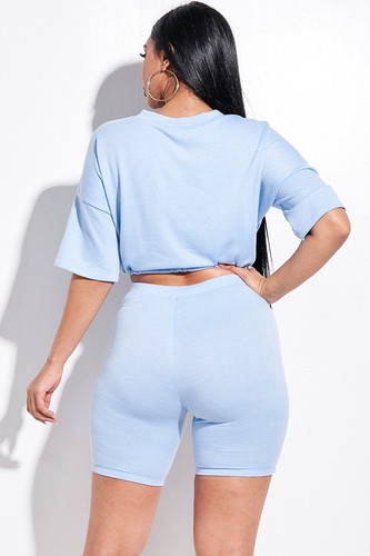 Tie Front Biker Shorts Set