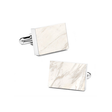 Carrara White (Rectangular) Marble Cuff Links