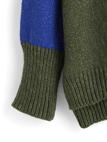 High Low Color Block Turtleneck Sweater