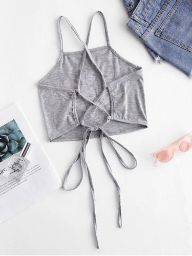 Cactus Print Criss Cross Crop Cami Top
