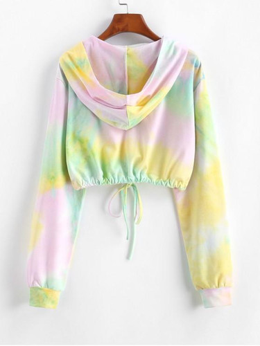 Tie Dye Sunflower Embroidered Copped Hoodie
