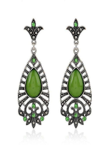 Vintage opal water drop hollow earrings