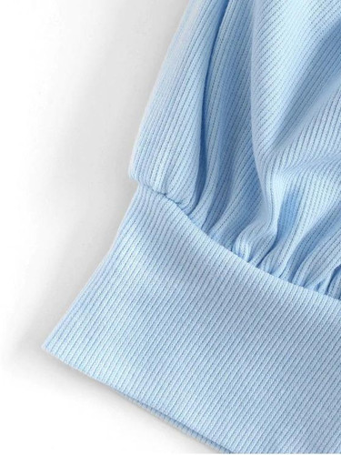 Cropped Ribbed Cinched Front Tee