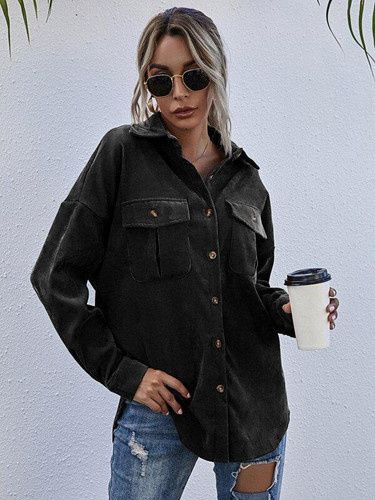Corduroy Button-Front Overshirt