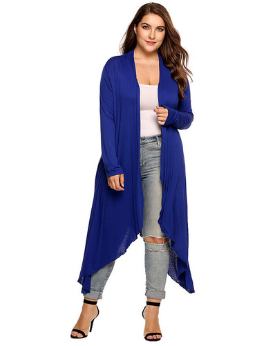 Women Cardigan Jacket Autumn Open Front Solid Draped Long Large Sweater
