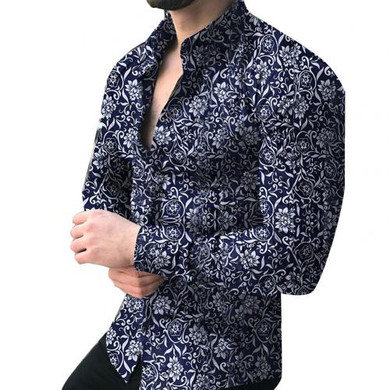 Men Long Sleeve Floral Print Shirts