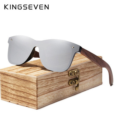 Men Sunglasses Polarized Walnut Wood Mirror Lens Sunglass