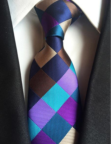 Classic Silk Men Tie Plaid Neck Ties 8cm Men Formal Wear