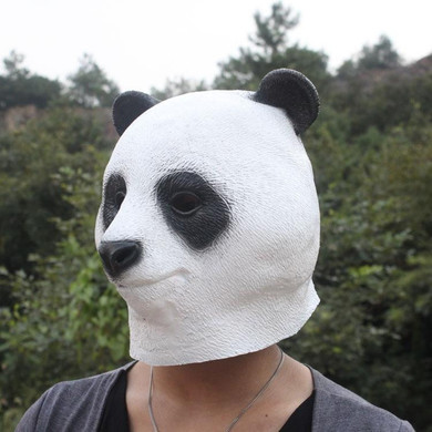 Homestia 1pc Halloween Costume Panda Head Latex Panda Mask Animal Cosplay Masks Classic Funny Panda For Christmas House Party