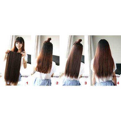 24" 60cm Wavy Curly Extension 5 Clip De Cheveux Ombre Piece Hair Extensions