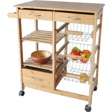 Bamboo Wood Kitchen Cart
