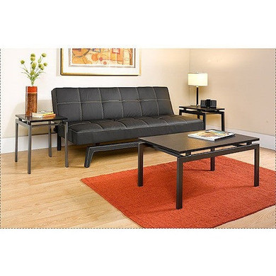 Hometrends 3 Piece Coffee & End Tables Set, Dark Gray/Black Ash