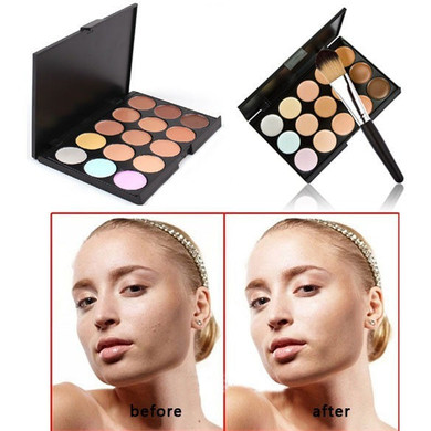 15 Colors Face Cream Contour Makeup Concealer Palette Powder Brush Makeup Set Cosmetic Tools