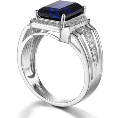 Gem Stone Jewelry Blue Sapphire Wedding Engagement Ring Set For Men Genuine 925 Solid Sterling Sliver 2016 Brand New Luxury