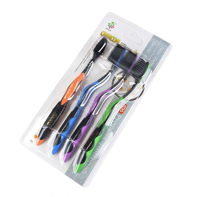 Hot Fashion 4PCS Double Ultra Soft Toothbrush Bamboo Charcoal Nano Brush Oral Care 625 Nano-antibacterial Toothbrush Black Heads