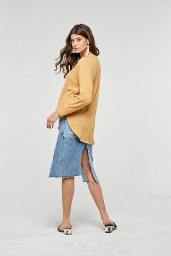 Project Social T Sweet & Low Longsleeve Thermal High Low Top | Soleil Gold