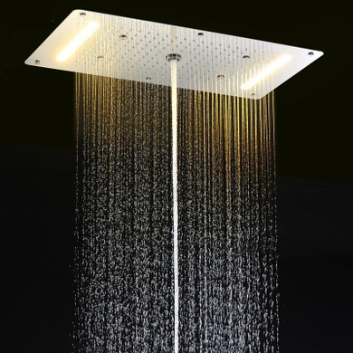 9 Function Led Light Rain Shower 28" x 15"  Large Waterfall Multi Function Led Ceiling Mount Overhead Shower Head