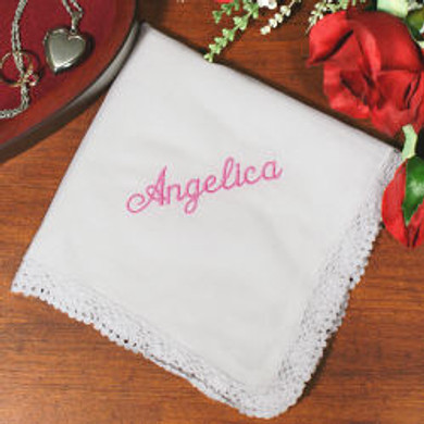 White Lace Embroidered Wedding Handkerchief