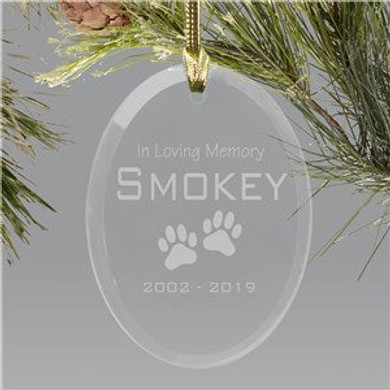 Pet Memorial Glass Holiday Ornament