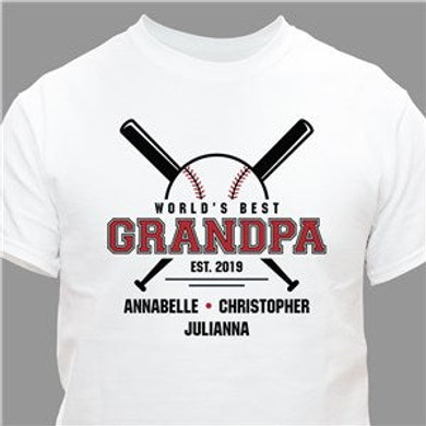 Personalized World's Best Grandpa Baseball T-Shirt