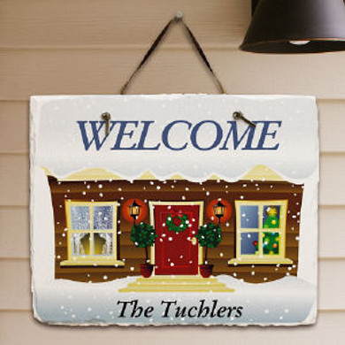 Personalized Winter Welcome Slate Plaque