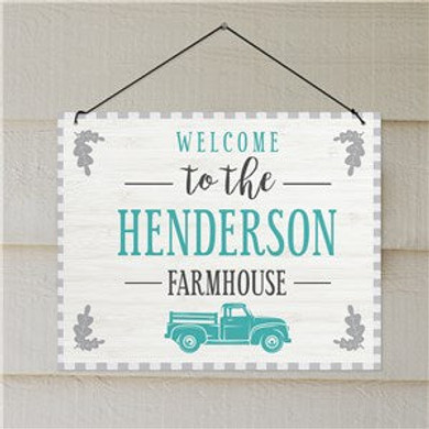 Personalized Welcome To The Farmhouse Gingham Wall Sign
