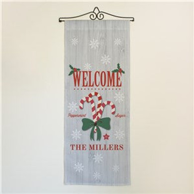 Personalized Welcome Candy Canes Wall Hanging