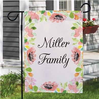 Personalized Watercolor Floral Frame Garden Flag