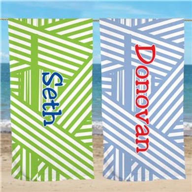 Personalized Stripes Beach Towel