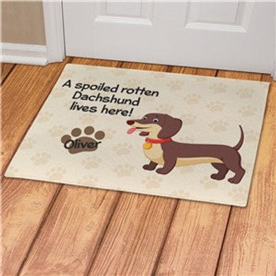 Personalized Spoiled Here Dachshund Doormat