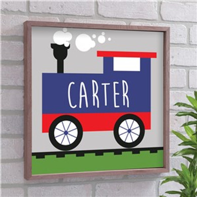 Personalized Single Train Framed Wall Sign