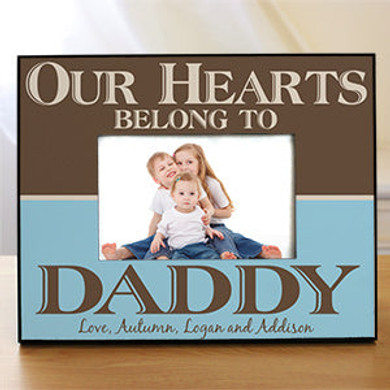 Personalized Our Hearts Belong To Daddy Printed Picture Frame