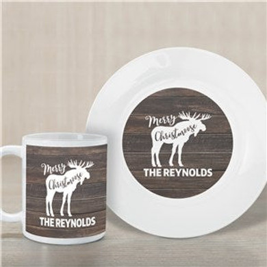 Personalized Merry Christmoose Plate And Mug Set